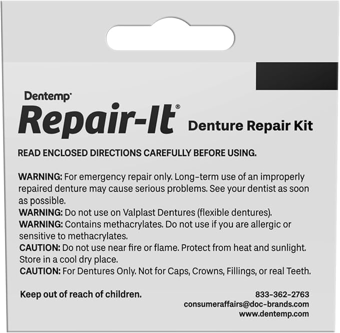 Dentemp Repair Kit - Repair-It Advanced Formula Denture Repair Kit (Pack of 3) - Denture Repair Kit Repairs Broken Dentures - Denture Repair to Mend Cracks & Replace Loose Teeth
