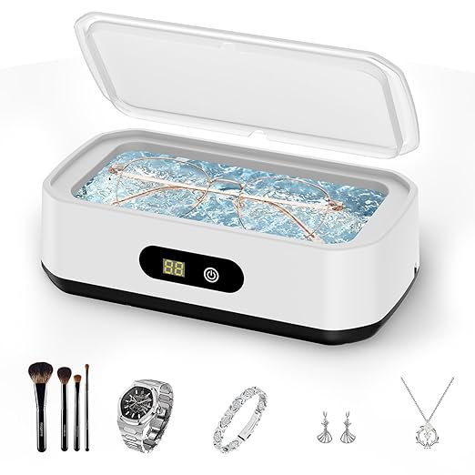 2025 Upgrade Large Capacity Ultrasonic Cleaner, 50Khz Ultrasonic Cleaner Machine with 5 Modes Timer for Glasses Dentures-304 Stainless Steel Tank,White & Black