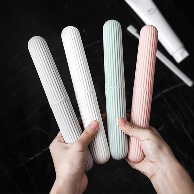 Portable Toothbrush Storage Case 4Pcs Set Plastic Toothbrush Holder Dustproof for Business Trips and Outdoor Use Random Color Random Color