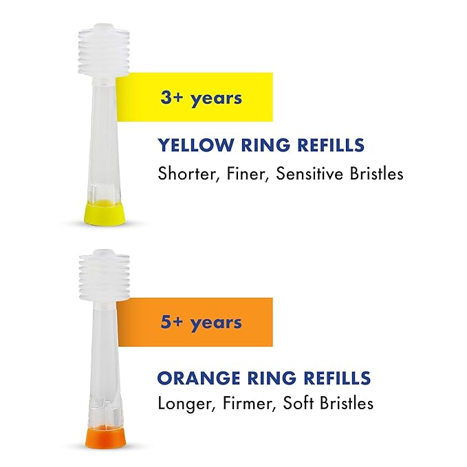 Brilliant Oral Care Kids Sonic Toothbrush Ultra Soft Replacement Heads, for Children Ages 3+, Yellow, 2 Pack