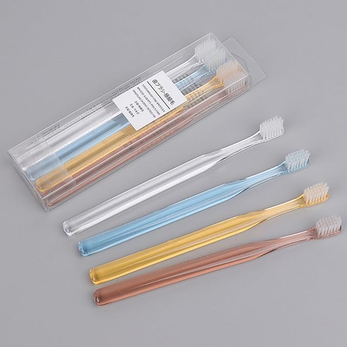 8pcs Superfine Soft Bristle Toothbrush with Ergonomic Anti-Slip Handles Crystal Transparent Small Head Manual Toothbrushes for Travel and Home Use
