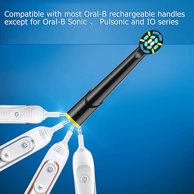Replacement Heads Compatible with Oral B Electric Toothbrush, 16 Pcs Toothbrush Heads for Oral-b Braun Refill Pro 1000 2000 3000 500 Vitality Genius x (Black)