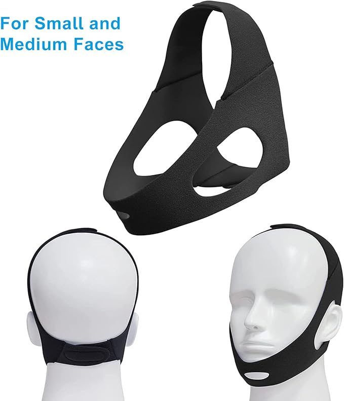 Anti Snoring Chin Strap for Men and Women, Comfortable Chin Strap for Cpap Users, Adjustable Stop Snoring Chin Strap Snoring Solution Chin Straps to Keep Mouth Closed While Sleeping (Black)