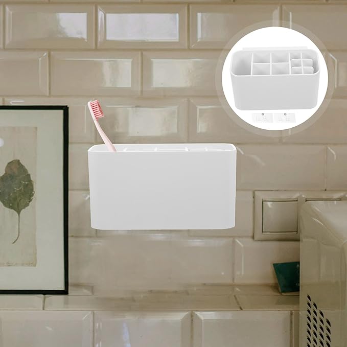 Healifty Toothbrush Holders for Bathroom - Electric Toothbrush Holder Wall Mounted with 6 Toothbrush Slots, 4 Electric Toothbrush Slots & 1 Toothpaste Slots - Large Capacity Bathroom Organizer