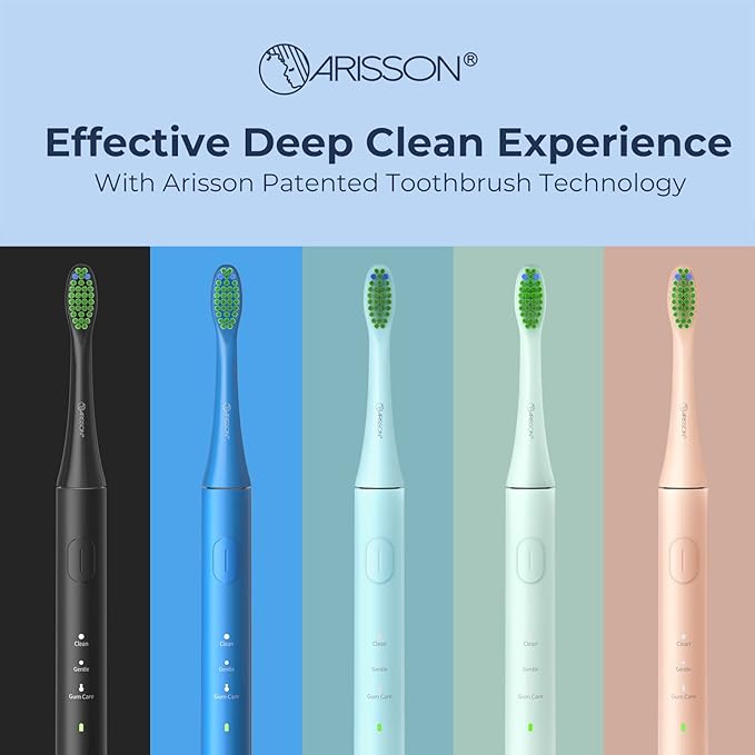 ARISSON Sonic Electric Toothbrush for Adults and Kids, 40,000 VPM Power Toothbrush, 1.5H Fast Charge Ultrasonic Electric Toothbrushes with 2 Minutes Smart Timer, 1.6 Oz Travel Toothbrush, Lime Green