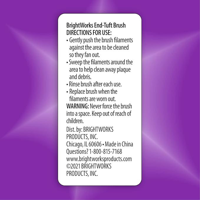 BrightWorks Manual End Tuft Brush, Cleans Difficult Areas Such as Around Crowns, Bridges, implants and Wider Gaps Between Teeth (Pack of 3)