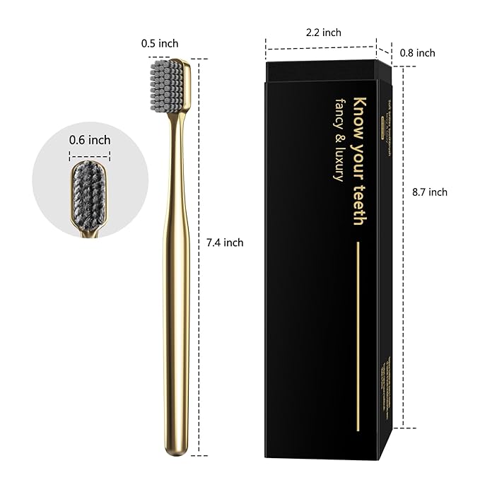 Z-VAPRESS Gold Plated Luxury Toothbrush Soft Bristles Toothbrush Travel Toothbrushes for Adults Limited Luxury Gold Plated Toothbrushes