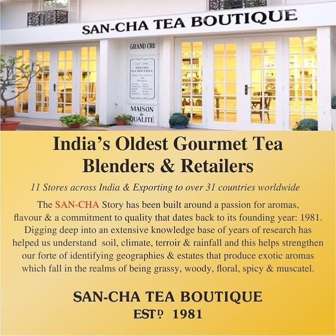 Sancha Tea Boutique, Indian Ginseng Tea, Ashwagandha Chai, 25 Pyramid Bags, Caffeine Free Herbal Tisane, Indian Ayurveda Blend