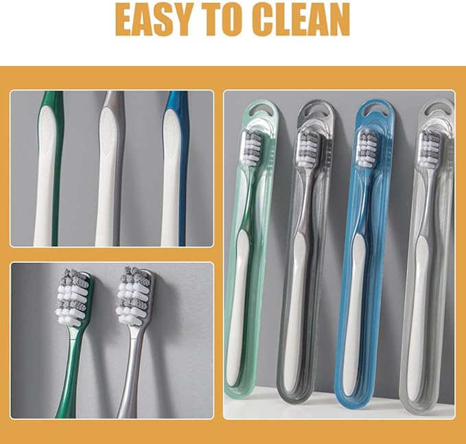 Hard Plastic Men Toothbrushes 8Pcs Set with Large Head for Tooth Cleaning and Travel Portable Oral Care