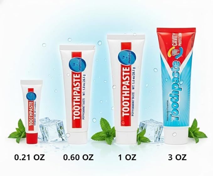 100 Pack .60 oz Peppermint Travel Size Toothpaste - Hospitality, Hotel, Travel, Donation, Homeless, Charity (100 Tubes .60 Ounce Each)