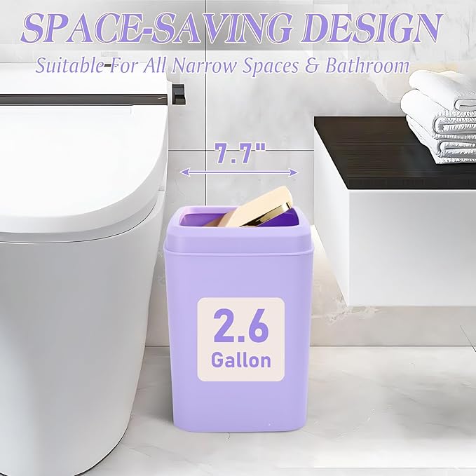 Purple Bathroom Accessories, 24 Pieces Purple and Gold Bathroom Accessories Set with Shower Curtain, Bath Towels, Trash Can, Soap Dispenser and Soap Dish for Bathroom/Housewarming