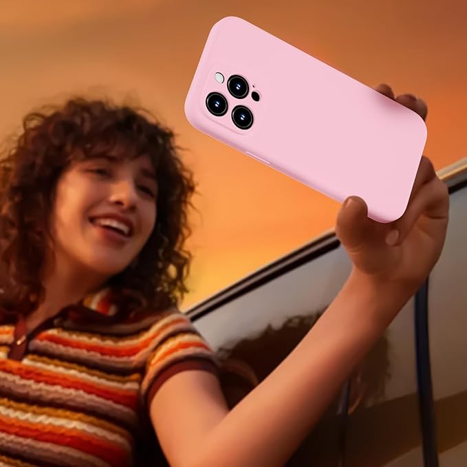 Magnetic for iPhone 15 Pro Case, Compatible with MagSafe, with 9H Nano Screen Protectors, Full Camera Protection, Silicone Shockproof Microfiber Lining Phone Case 6.1", Chalk Pink
