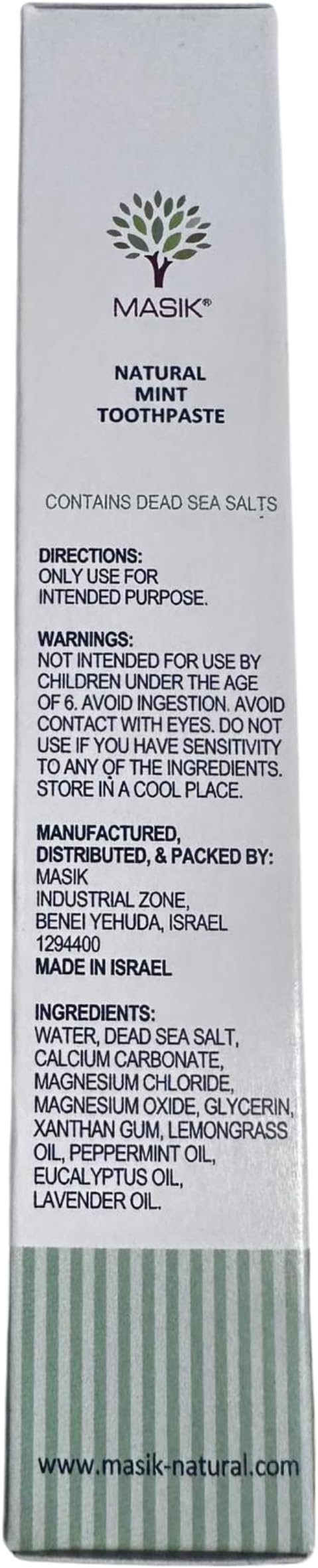 Masik Natural Toothpaste β Whitening & Sensitive Teeth | Dead Sea Salt | Stain & Plaque Remover | Bleeding Gums & Canker Sore Care | Floride & SLS-Free | Non-Foaming | Made in Israel (Mint, 3-Pack)