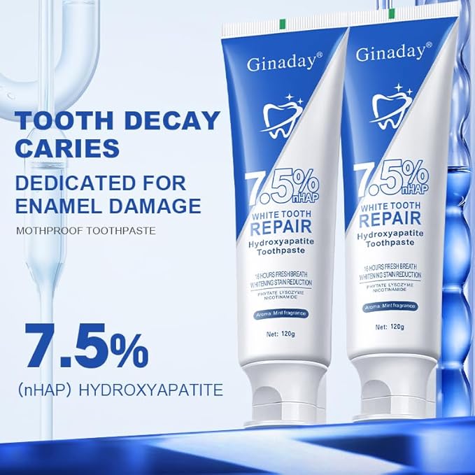 7.5% Nano Hydroxyapatite Toothpaste for Enamel Protection and Tooth Strengthening, Fresh Mint Flavor.