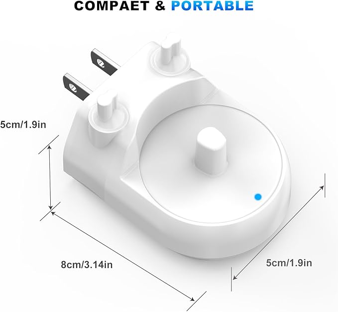 Charger for Oral-B Electric Toothbrush, Compatible with Oral-B io4/io5/io6, Genius 8000/9000, Pro 1000/2000/3000/5000, 3709/3728/3756 | Direct Plug-in Waterproof Outlet Charger Base Hygienic White