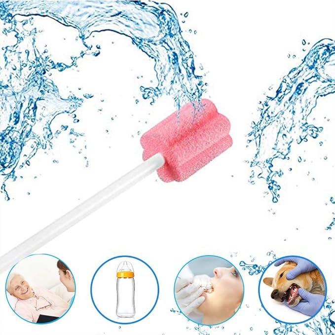 Disposable oral care sponge swabs,Unflavored mouth swabs 250 Count(pink)
