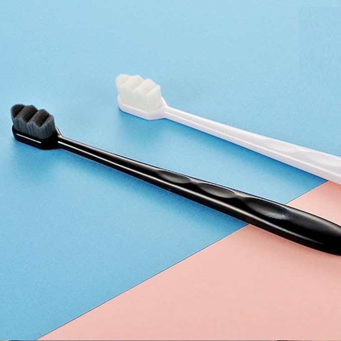 Veemoon Soft Micro-Nano Toothbrush 4Pcs Set with Supple Bristles, Flat Head and Wave Design, Household Oral Care Tool for Adults Teeth Cleaning