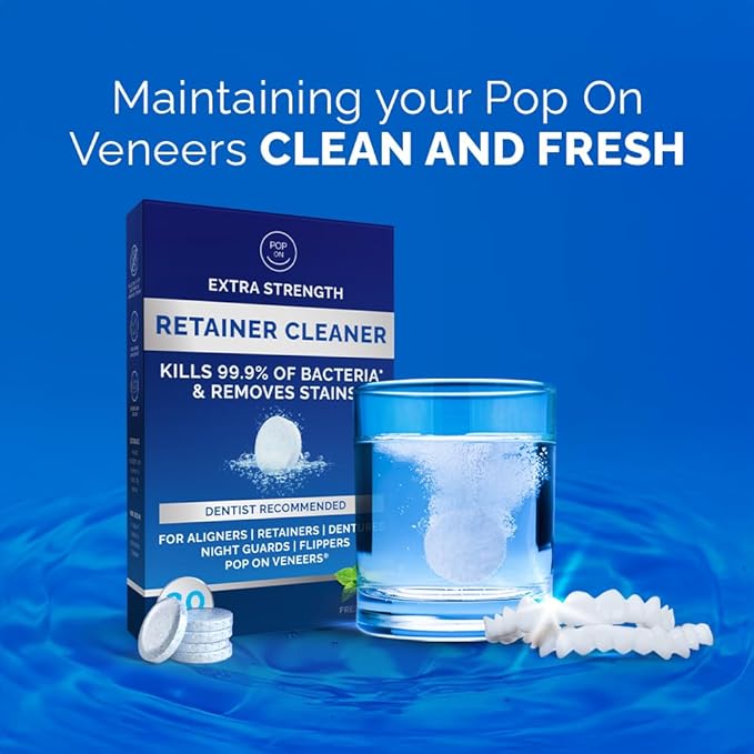 Retainer Cleaner Tablets for Invisalign Approved for Ultrasonic Cleaners - 30 Denture Cleaning Tablet for Aligners, Night Guard, Mouth Guard - Denture Cleaners Tablet 1-Month Supply