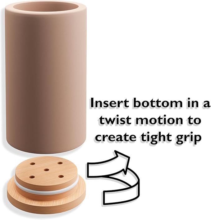 Matani Diatomite & Bamboo Toothbrush Holder - Quick-Drying, Water-Absorbent Stand with Removable Base & Drain Holes for Bathroom Countertop (Light Gray)