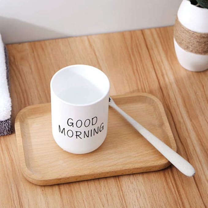 Tumbler Cup Good Morning Cup Toothbrush Holder Toothbrush Cup for Holding Normal Toothbrushes 330ml Lightweight Nice for Home and Travel (Black)
