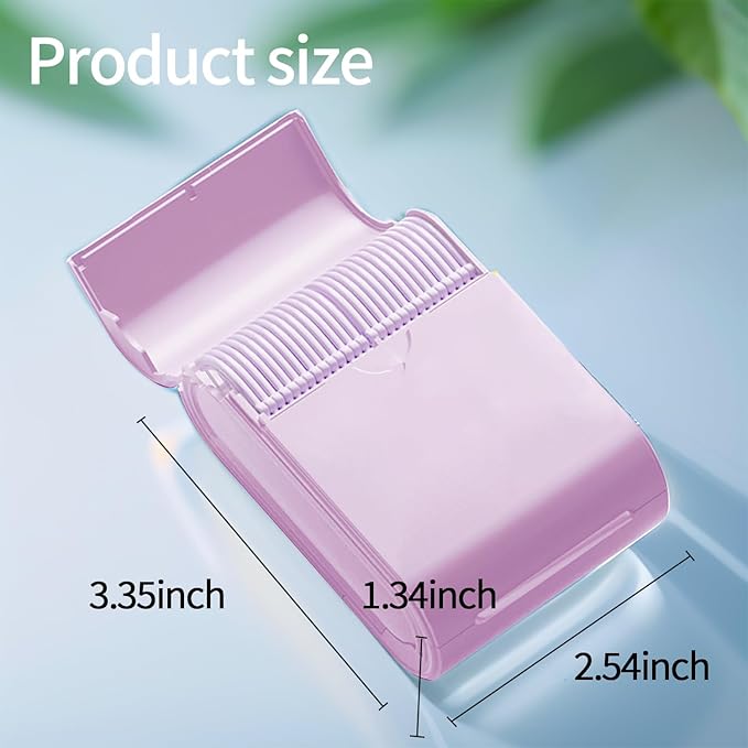 Portable Dental Floss Case 2 Box with 52 Count Floss Picks, Twin Line Design,Pink,Mint Flavor - Travel-Friendly Tooth Care Tool with Flossers Toothpick Holder - Oral Hygiene Essential.