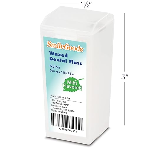 SmileGoods Waxed Dental Floss, 200 Yards, Mint Flavored