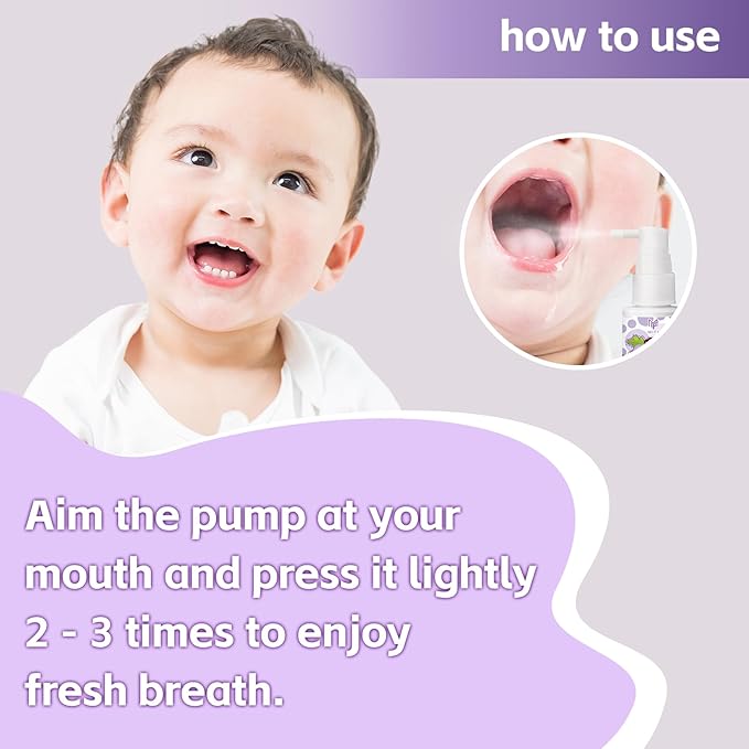 Kids Oral Spray, Toddler Toothpaste Helper for Daily Oral Care and Fresh Breath,Fruit-Flavored, Probiotic Oral Spray for Child (1Pack, Grape)
