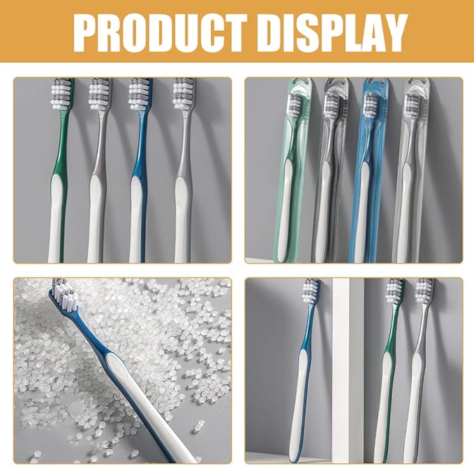 8Pcs Men S Large Head Toothbrushes Hard Bristles Deep Clean Travel Toothbrush Non-Slip Handle Ergonomic Design Portable for Camping Business Trips