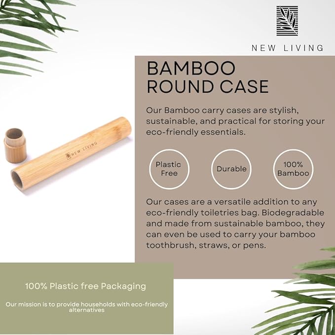 Bamboo Toothbrush Holder | Bamboo Toothbrush Carry Case | Toothbrush Case | Biodegrade Eco Product | 21cm Natural Product