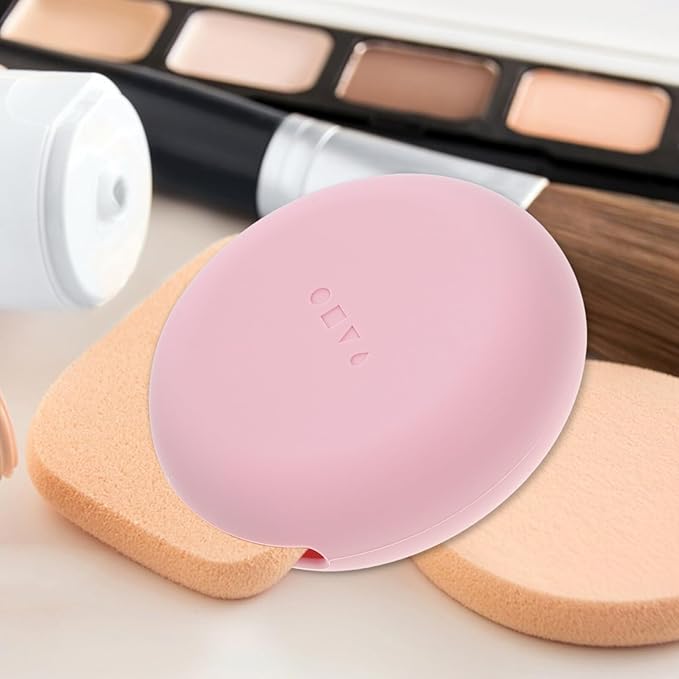 Beaupretty Portable Silicone Powder Puff Case Travel Makeup Sponge Holder Compact Storage Box for Women