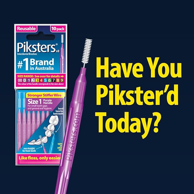 Piksters Interdental Brushes, 35 pk, Size 2, Interdental Tooth Brush for Small & Medium Gaps, Gum Soft Bristles for Plaque Removal, Safe for Braces
