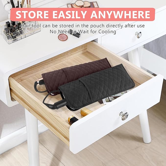 Heat Resistant Hair Tools Organizer Bag Portable Travel Storage Cover Case for Hair Straighteners, Curling Irons, Flat Irons and Hot Styling Tools(13.8" x 5.5")