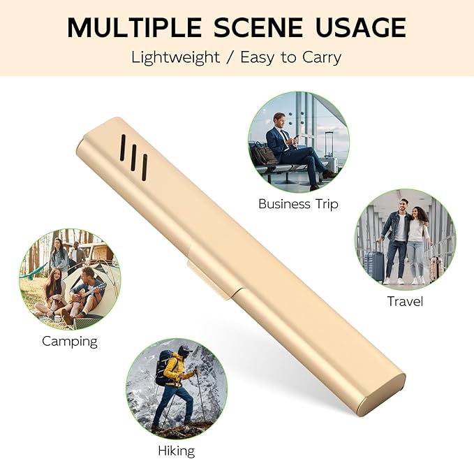 Travel Toothbrush Case, 2Pack Portable Toothbrush Holders, Durable Aluminum Toothbrush Storage Box, Small Breathable Manual Toothbrush Container for Traveling, Camping, Business Trip - Gold