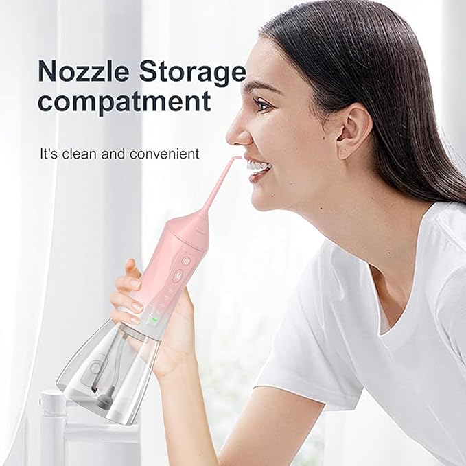 Water Dental Flosser Teeth Pick: Portable Cordless Oral Irrigator 320ML Rechargeable Travel Irrigation Cleaner with 5 Flossing Tips, IPX7 Waterproof Electric Flossing Machine for Teeth Cleaning