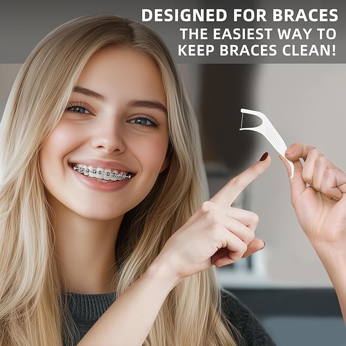 RAZOKO Orthodontic Flossers for Braces, Ortho Dental Floss Picks for Adults & Kids, Premium Thin Floss,Designed for Braces, Unflavored 180 Count