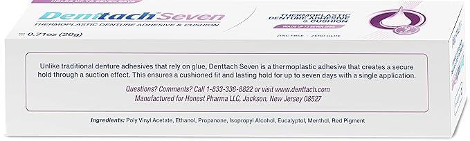 Denttach Denture Adhesive, Thermoplastic Denture Adhesive, Cushion and Reliner, Comfortable, Secure Denture Grip for Up to 7 Days, Non Glue, Zinc Free, Long Holding Denture Reliner (Pack of 3)