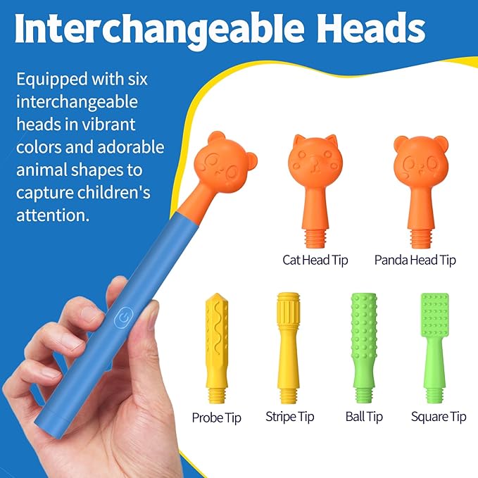 Oral Sensory Stimulation Kit with 6 Soft Textured Heads for Speech Therapy & Feeding Support, Muscle Strength & Phonation Improvement - Double