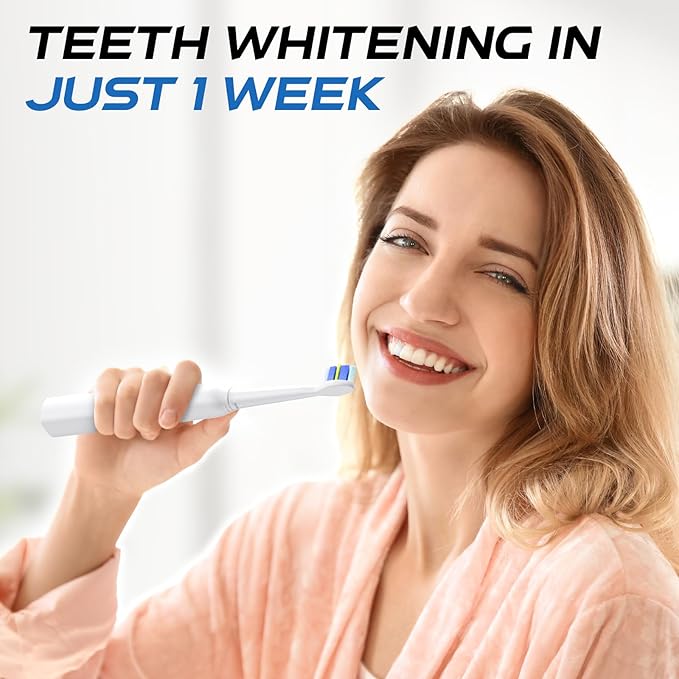 YUNCHI Electric Toothbrush for Adults & Kids, Rechargeable Electric Toothbrush with 8 Brush Heads, 5 Modes & 2 Minutes Smart Timer, Waterproof, One Charge for 30 Days, White