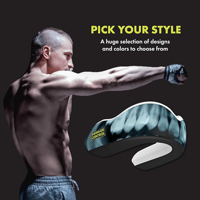 DAMAGE CONTROL Extreme Impact Mouth Guard – Sports Mouthguard for Boxing, MMA, BJJ, Hockey, Rugby, Lacrosse, & More – Mouthpiece for Teeth & Jaw Protection, for Youth & Adults (Adult, X-Ray)