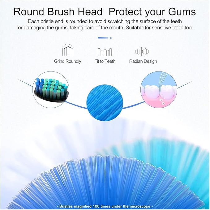 Replaceable Brush Heads Bristle Refill ,Compatibility for Seago/Fairywill Electric Toothbrush FW/SG 507/508/515/551/917/959(Type 3)