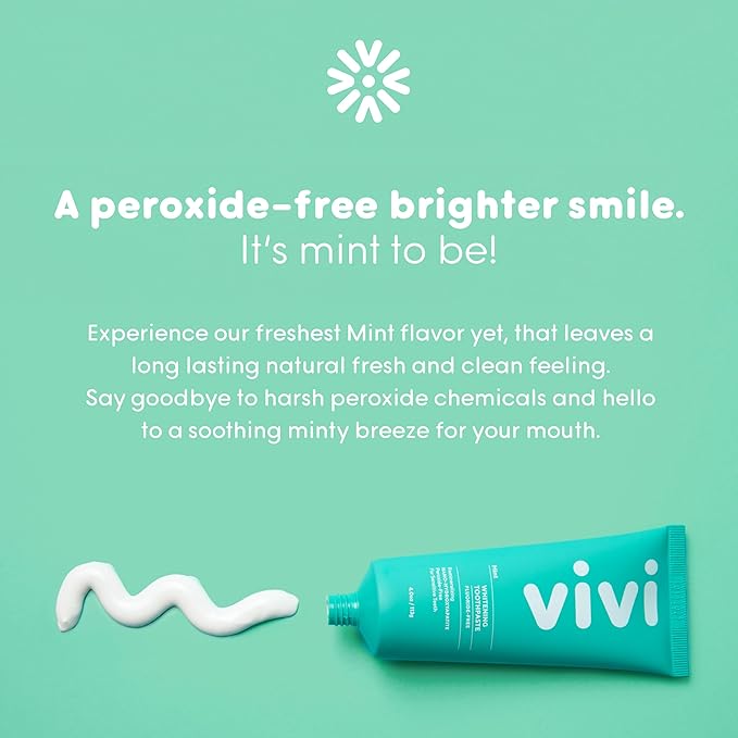 vivi Nano Hydroxyapatite Fluoride Free Whitening Toothpaste, Remineralizing Enamel w/Sensitivity Relief, Antiplaque, Gently Removes Stains, Mint Flavor, 4oz 1pk