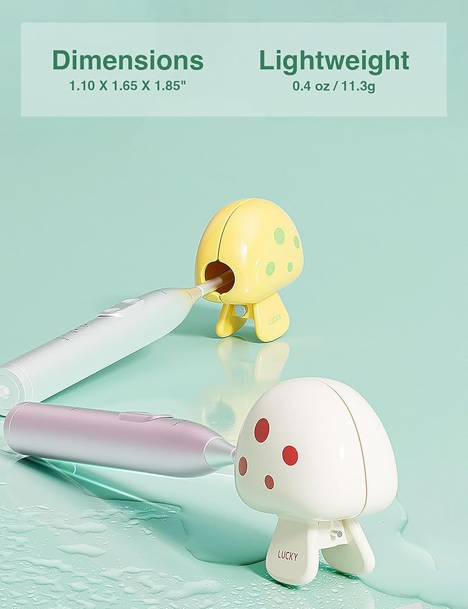 INUSO® 2025 New Tooth Brush Cover Cap (3 Pack) – Electric Toothbrush Cover with Strong Spring Clip, BPA-Free ABS Mushroom Design, Durable & Cute Travel Protector