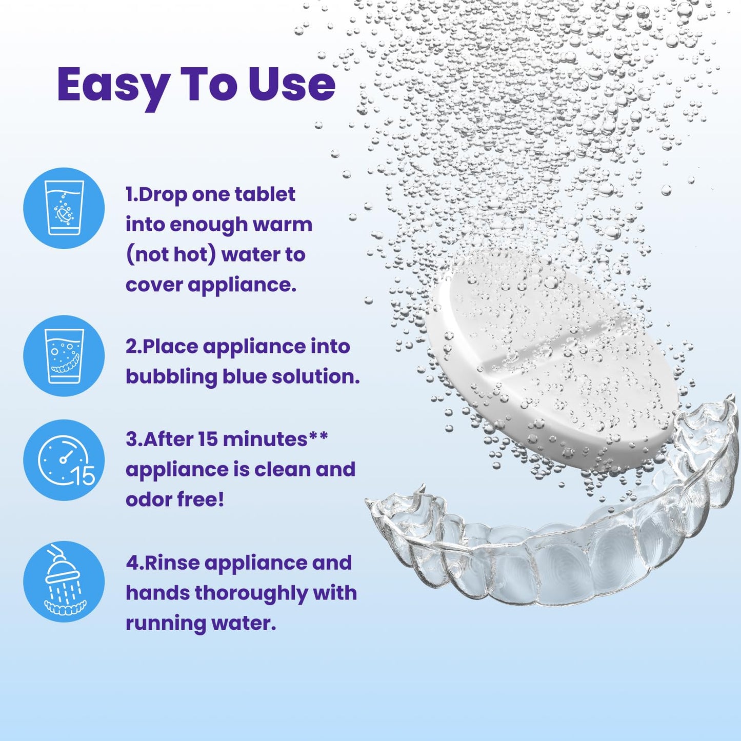 Retainer Brite Cleaning Tablets – For Retainers, Aligners, Nightguards & Mouthguards, 3-Month Supply, 96 Count