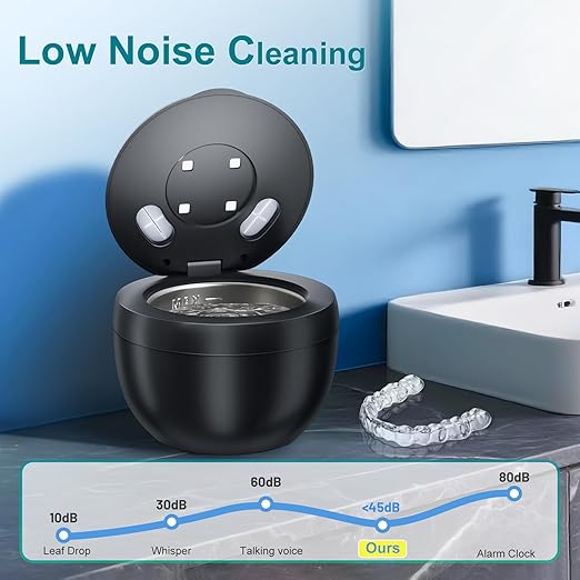 Ultrasonic Retainer Cleaner Machine, 200ML Ultrasonic Cleaning Pod with 4 Modes, Digital Timer for Denture Cleaner, Aligners, Mouth Guards, Braces, Jewelry & Toothbrush Heads