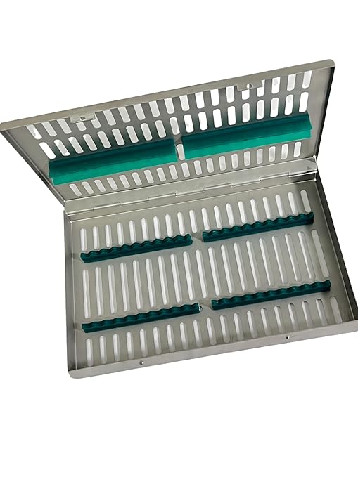 ArtLab-Dental Instrument Sterilization Cassette Rack Box (for 20 Pieces) for Dental Instruments Organizer and Dental Hygiene Sterilization Cassettes Rack Box (20 Slot -Green)