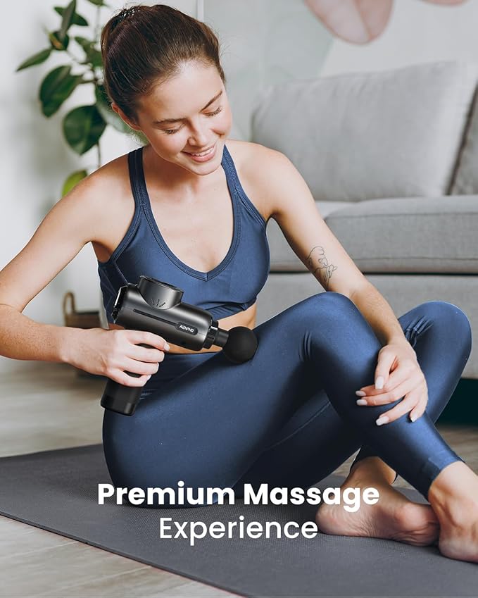 RENPHO Massage Gun with Heat, Valentines Birthday Gifts for Women Men, Portable Muscle Percussion Massager with Bluetooth for Back and Neck, 5 Replaceable Heads, Carry Case