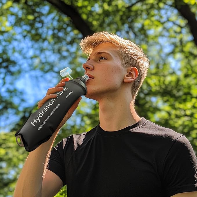 WILDREEDS 150ml Soft Flask, TPU Collapsible Soft Water Bottle for Hydration Pack, Running Vest, Folding Water Bottle for Hiking Cycling Climbing-1Pcs, Black