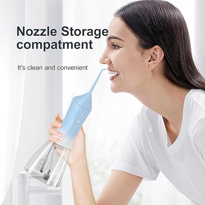 Water Dental Flosser Teeth Pick: Portable Cordless Oral Irrigator 320ML Rechargeable Travel Irrigation Cleaner with 5 Flossing Tips, IPX7 Waterproof Electric Flossing Machine for Teeth Cleaning