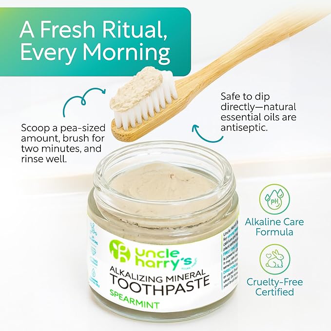 Uncle Harry's Spearmint Remineralizing Toothpaste 1.5 lb jar | Natural Whitening Tooth Paste Freshens Breath & Promotes Enamel | Vegan Fluoride Free Toothpaste
