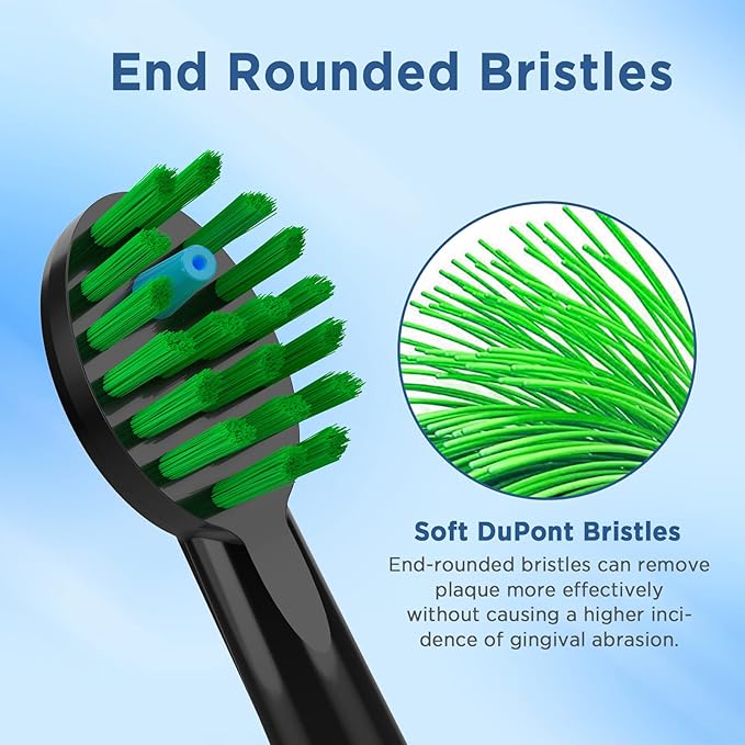 Replacement Toothbrush Heads for All Waterpik Sonic Fusion Models (SF-01, SF-02, SF-03, and SF-04 Series), Compact, with Covers, 10 Count, Black